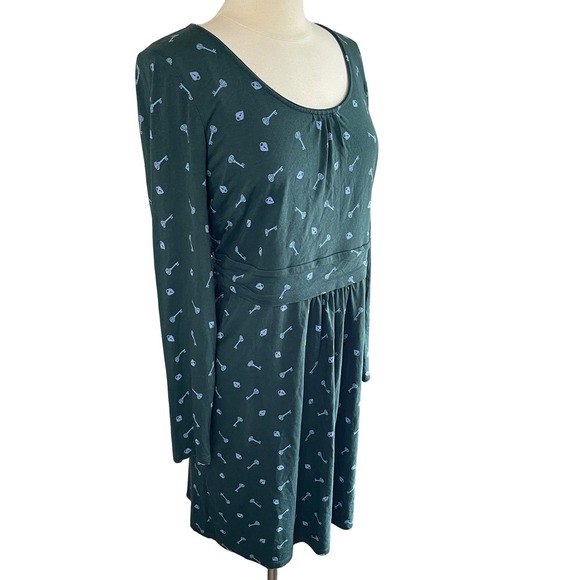 BODEN Chatsworth Mabel Lock & Key Long-Sleeve Green Dress, Size 16 - Picture 4 of 11